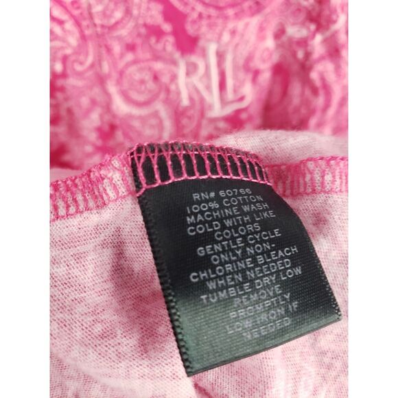 Lauren Ralph Lauren Monogram Roll Tab Shirt‎ Dress Paisley Pink Cotton Women's M - Picture 4 of 10